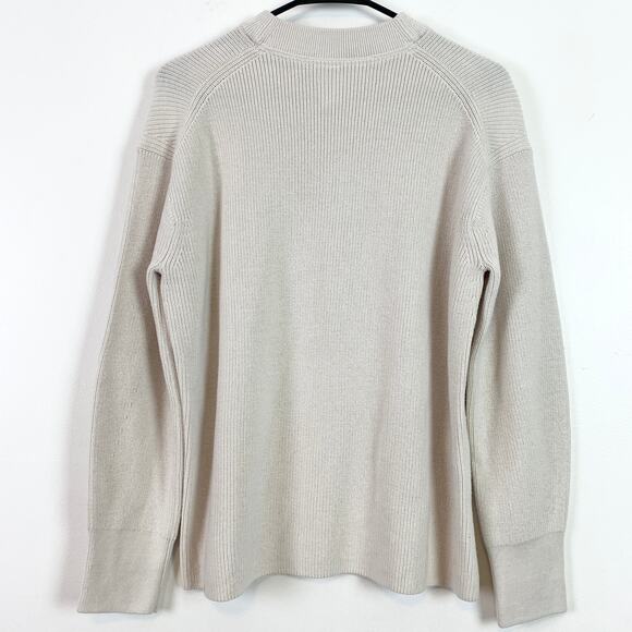 Lululemon Merino Wool-Blend Ribbed Crewneck Sweater White Opal Size 6 - Picture 7 of 9